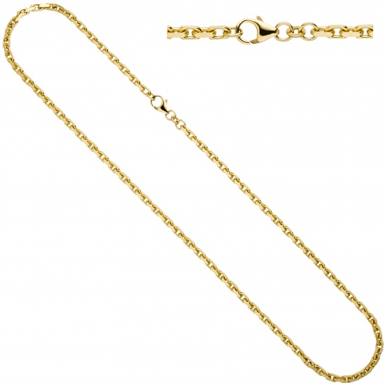 Ankerkette 333 Gold Gelbgold diamantiert 3 mm 50 cm Kette Halskette Goldkette