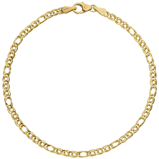 Zwillings-Panzerarmband 585 Gelbgold 19 cm Gold Armband Goldarmband