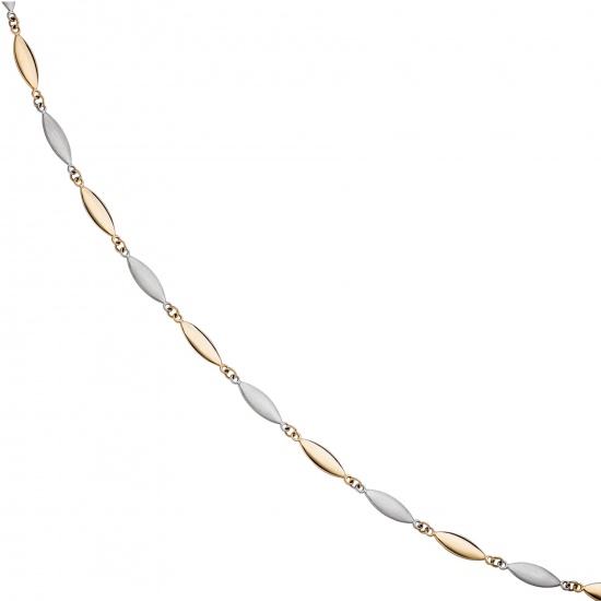 Halskette Kette 585 Gold Gelbgold Weißgold bicolor matt 45 cm Goldkette