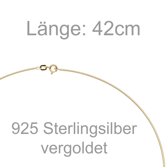 Halsreif 925 Sterling Silber gold vergoldet 1,1 mm 42 cm Kette Halskette