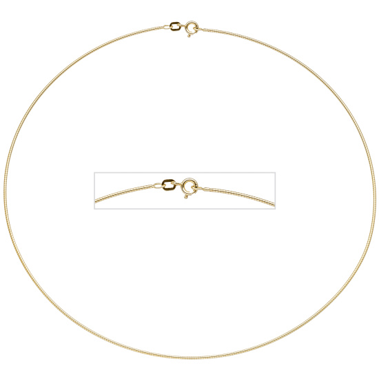 Halsreif 925 Sterling Silber gold vergoldet 1,1 mm 45 cm Kette Halskette