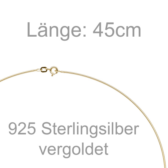 Halsreif 925 Sterling Silber gold vergoldet 1,1 mm 45 cm Kette Halskette