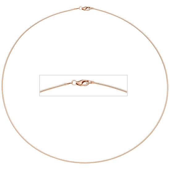 Halsreif 925 Sterling Silber rotgold vergoldet 1,1 mm 42 cm Kette Halskette