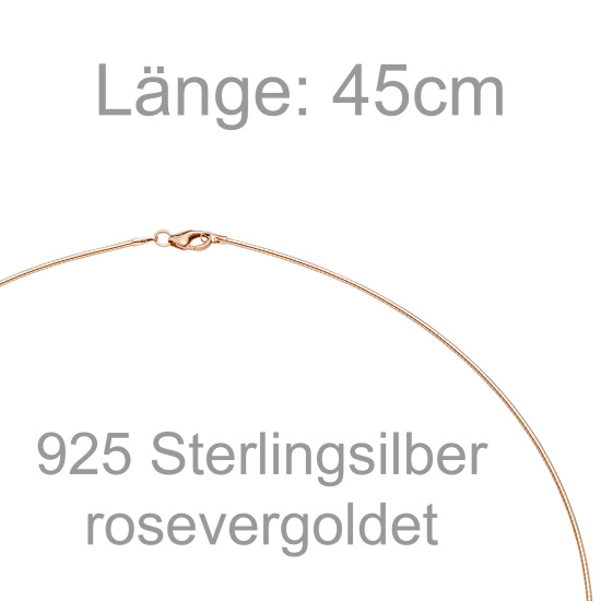 Halsreif 925 Sterling Silber rotgold vergoldet 1,1 mm 45 cm Kette Halskette