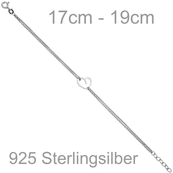 Armband Herz 925 Sterling Silber 19 cm Silberarmband Herzarmband