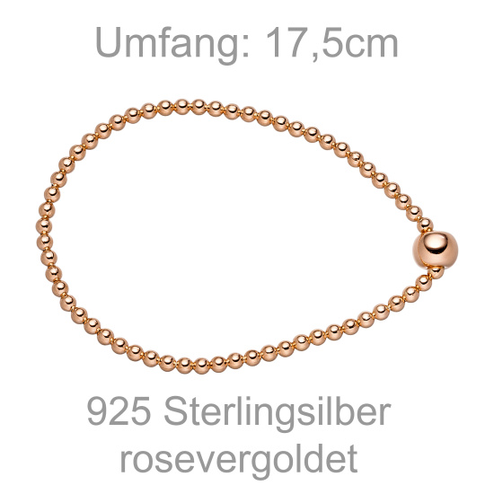 Armband 925 Sterling Silber rotgold vergoldet endlos elastisch