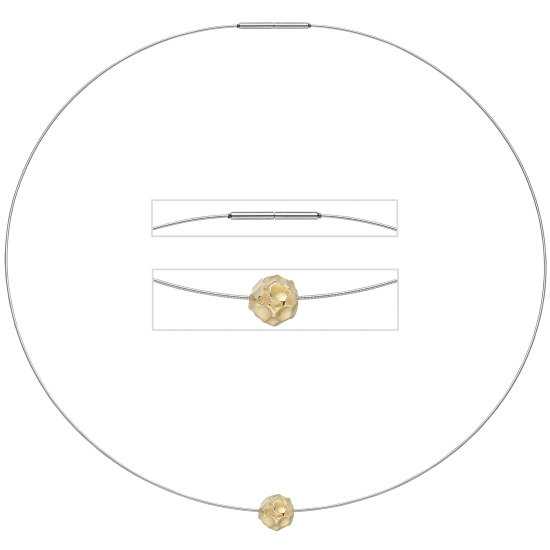 Collier Kette mit Anhänger aus Edelstahl mit 585 Gold kombiniert matt 42 cm