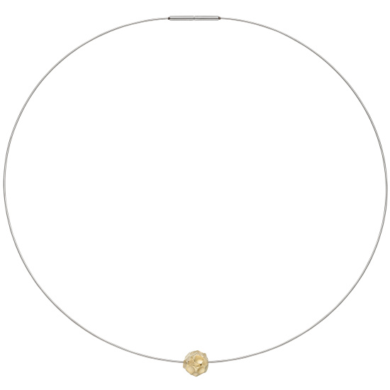 Collier Kette mit Anhänger aus Edelstahl mit 585 Gold kombiniert matt 42 cm