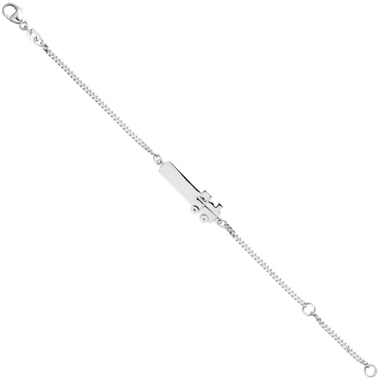 Schildband Lokomotive Dampflok 925 Sterling Silber 14 cm Gravur ID Armband