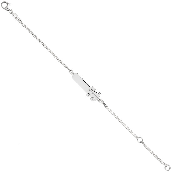 Schildband Lokomotive Dampflok 925 Sterling Silber 14 cm Gravur ID Armband