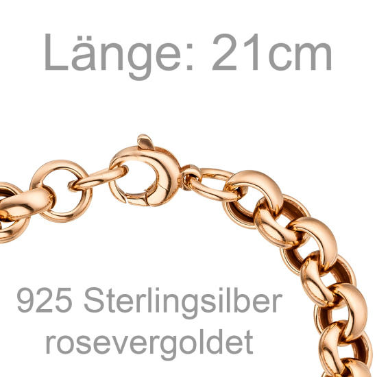 Erbsarmband 925 Sterling Silber rotgold vergoldet 21 cm Armband