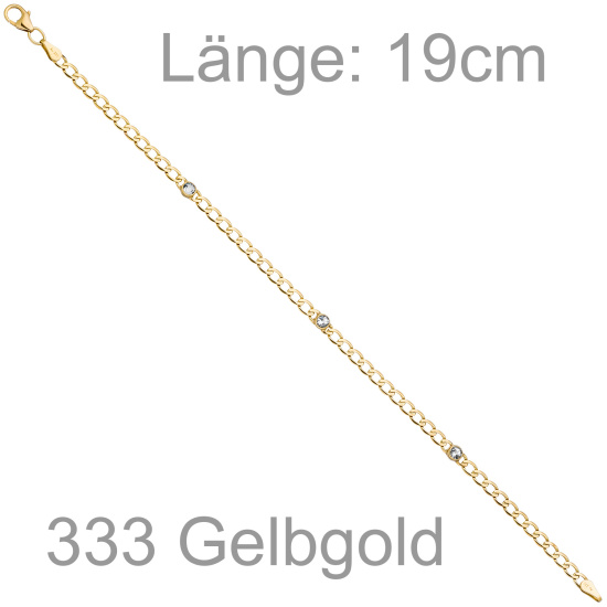 Armband 333 Gold Gelbgold 3 Blautopase hellblau blau 19 cm Goldarmband Karabiner