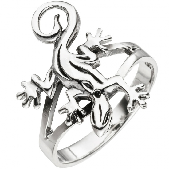Damen Ring Gecko Echse Eidechse 925 Sterling Silber Silberring