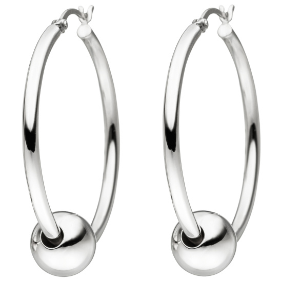 Creolen mit Kugeln 925 Sterling Silber Ohrringe Silbercreolen Silberohrringe