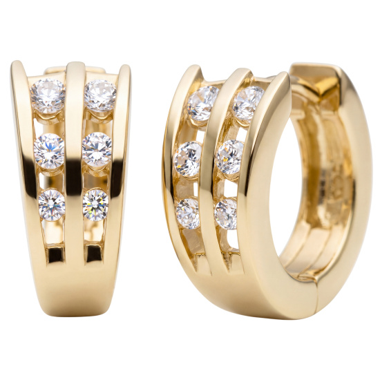 Creolen 925 Sterling Silber gold vergoldet 12 Zirkonia Ohrringe