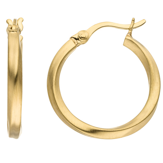 Creolen gedreht 925 Sterling Silber gold vergoldet matt Ohrringe