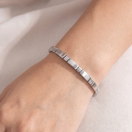 Armband aus Edelstahl teil matt 21 cm mit Klappverschluss
