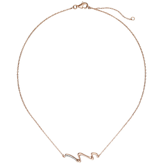 Collier Halskette 925 Sterling Silber rotgold vergoldet mit 6 Zirkonia 45 cm