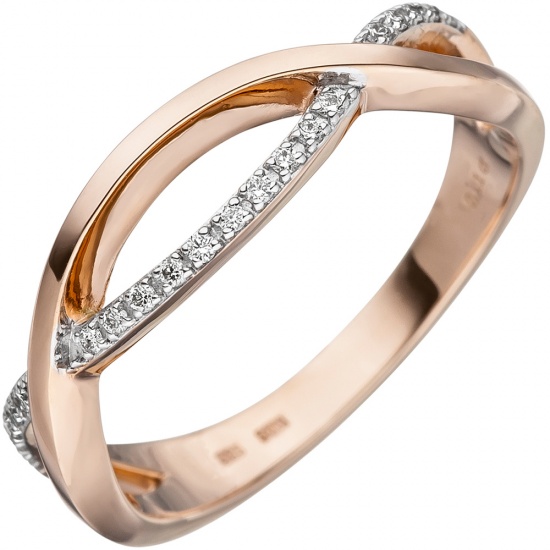 Damen Ring 585 Gold Rotgold 20 Diamanten Brillanten Diamantring