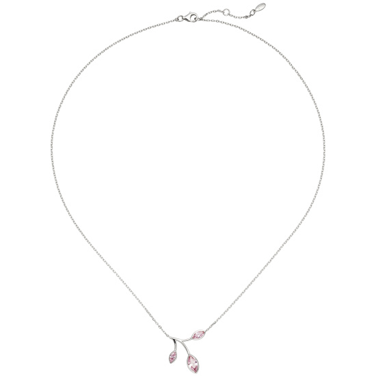 Collier Kette mit Anhänger 925 Sterling Silber 3 Zirkonia rosa 45 cm Kette