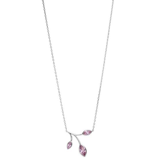 Collier Kette mit Anhänger 925 Sterling Silber 3 Zirkonia rosa 45 cm Kette