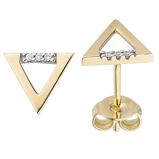 Ohrstecker Dreieck 585 Gold Gelbgold 6 Diamanten Brillanten 0,02ct. Ohrrringe