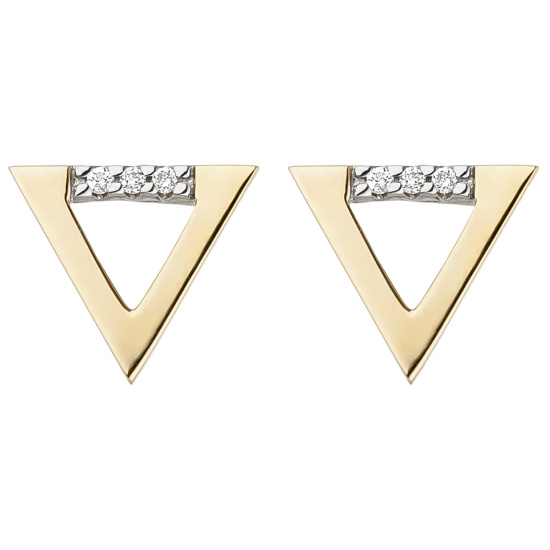 Ohrstecker Dreieck 585 Gold Gelbgold 6 Diamanten Brillanten 0,02ct. Ohrrringe