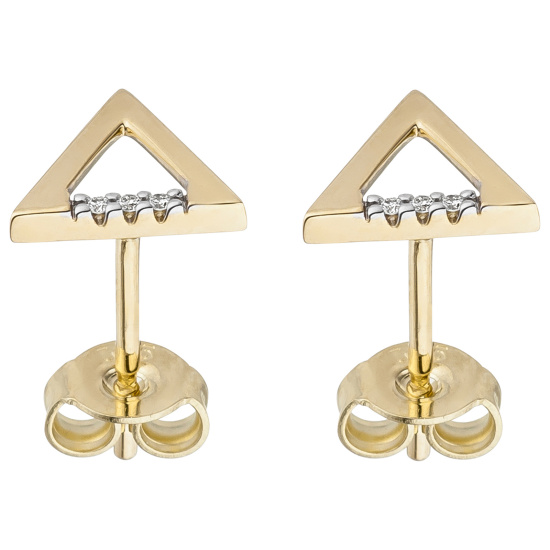 Ohrstecker Dreieck 585 Gold Gelbgold 6 Diamanten Brillanten 0,02ct. Ohrrringe