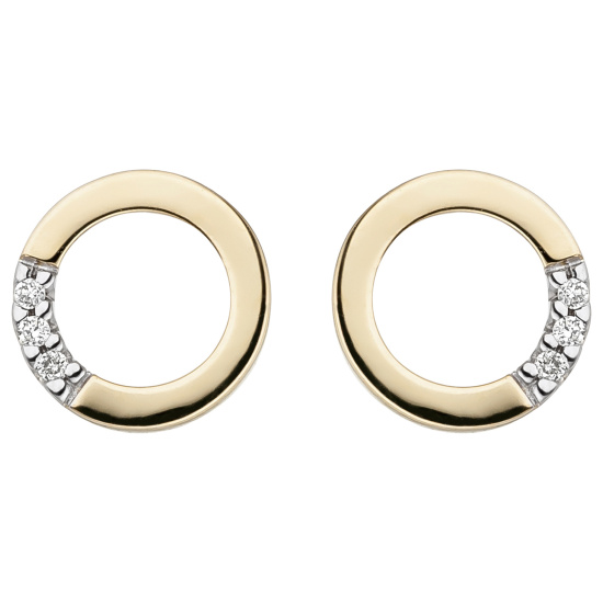 Ohrstecker rund 585 Gold Gelbgold 6 Diamanten Brillanten Ohrringe Goldohrstecker