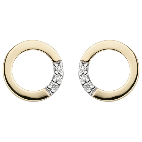 Ohrstecker rund 585 Gold Gelbgold 6 Diamanten Brillanten Ohrringe Goldohrstecker