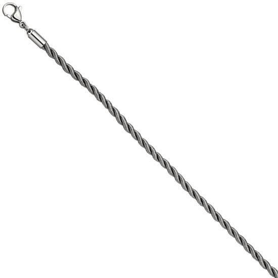 Halskette Kette Nylonkordel grau 80 cm mit Karabiner aus Edelstahl