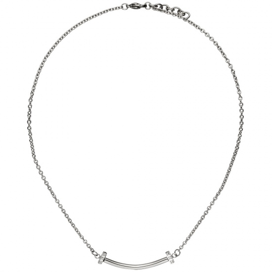 Collier Halskette aus Edelstahl mit 6 Zirkonia 45 cm Kette