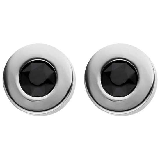 Ohrstecker rund aus Edelstahl mit 2 Kristallsteinen Ohrringe 5,8 mm