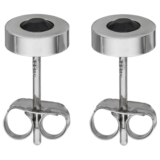 Ohrstecker rund aus Edelstahl mit 2 Kristallsteinen Ohrringe 5,8 mm