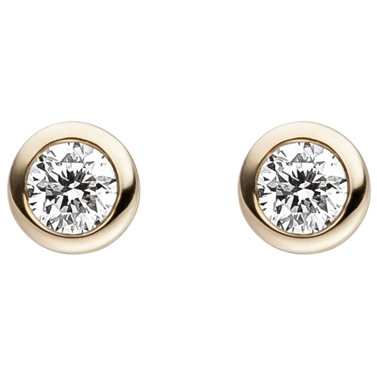 Ohrstecker 585 Gold Gelbgold 2 Diamanten Brillanten Ohrringe Diamantohrstecker