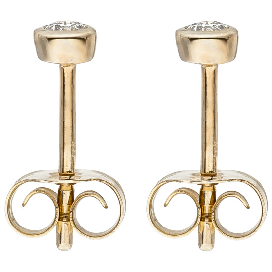 Ohrstecker 585 Gold Gelbgold 2 Diamanten Brillanten Ohrringe Diamantohrstecker
