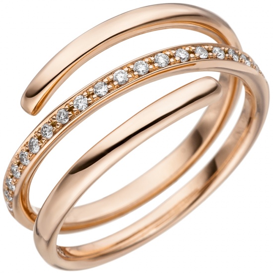 Damen Ring 585 Gold Rotgold 20 Diamanten Brillanten 0,14ct. Diamantring