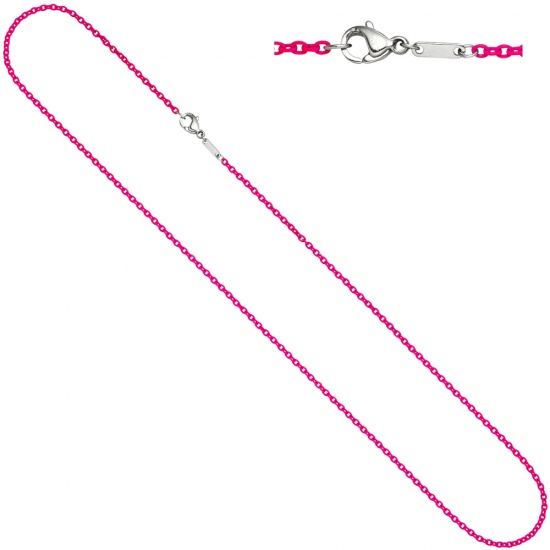 Rundankerkette Edelstahl pink lackiert 45 cm Kette Halskette Karabiner