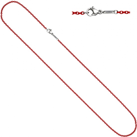 Rundankerkette Edelstahl rot lackiert 42 cm Kette Halskette Karabiner