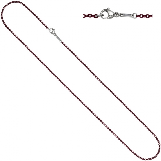Rundankerkette Edelstahl weinrot lackiert 45 cm Kette Halskette Karabiner