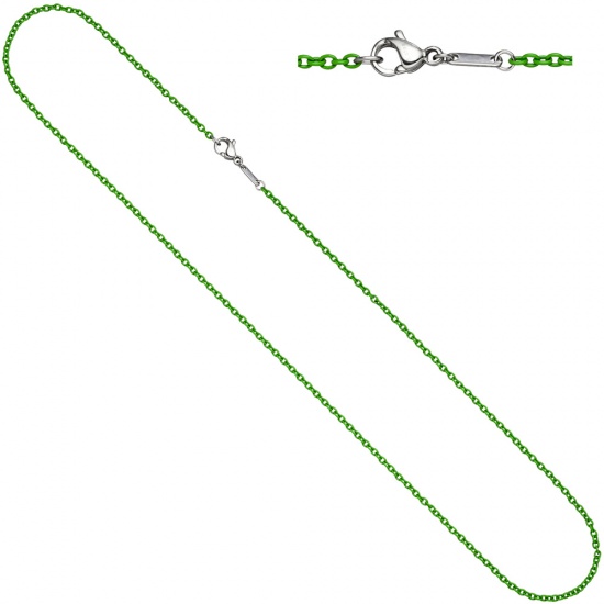 Rundankerkette Edelstahl grün lackiert 42 cm Kette Halskette Karabiner