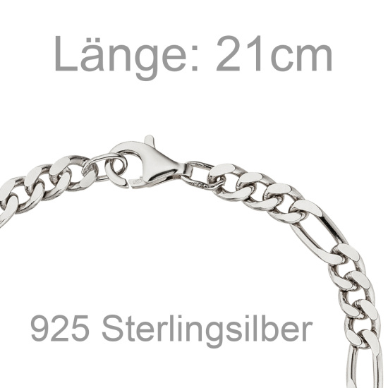 Figaroarmband 925 Sterling Silber diamantiert 21 cm Armband Silberarmband