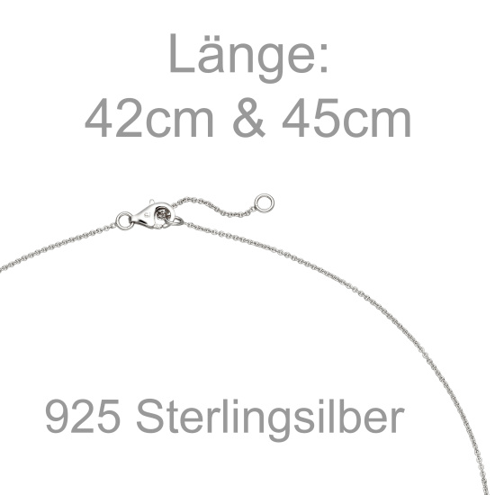 Collier Halskette Herzen 925 Sterling Silber 21 Zirkonia 45 cm Kette Silberkette