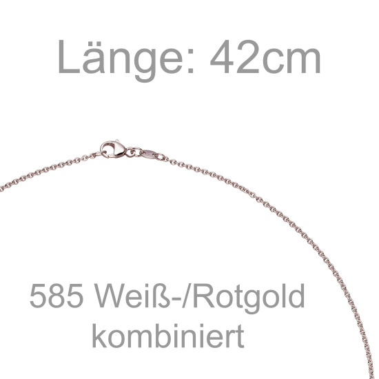 Collier Halskette 585 Gold Weißgold Rotgold bicolor 25 Diamanten Brillanten