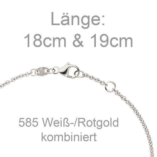 Armband 585 Gold Weißgold Rotgold bicolor 25 Diamanten Brillanten 19 cm