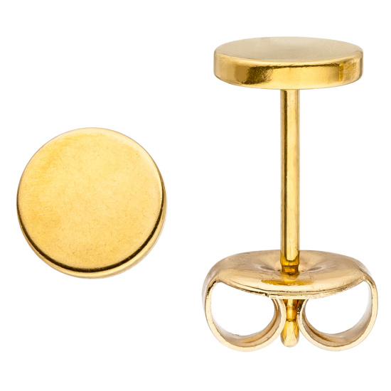 Ohrstecker Studs rund 6 mm Edelstahl gold farben beschichtet