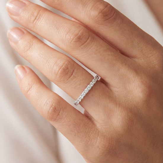 Damen Ring schmal 925 Sterling Silber mit 21 Zirkonia Silberring