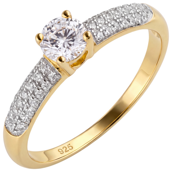 Damen Ring 925 Sterling Silber gold vergoldet mit 45 Zirkonia