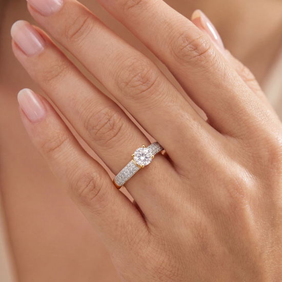 Damen Ring 925 Sterling Silber gold vergoldet mit 45 Zirkonia