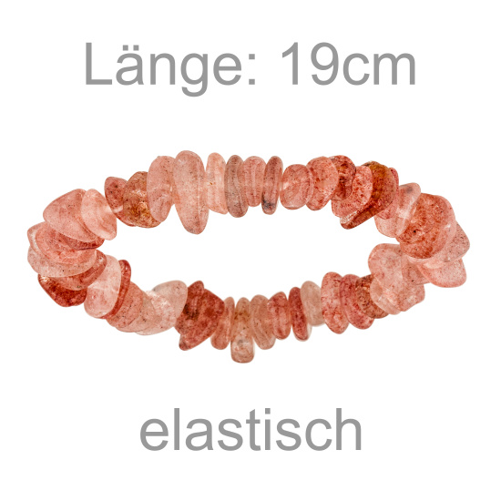 Armband Erdbeerquarz rosa 19 cm Quarzarmband Edelsteinarmband elastisch